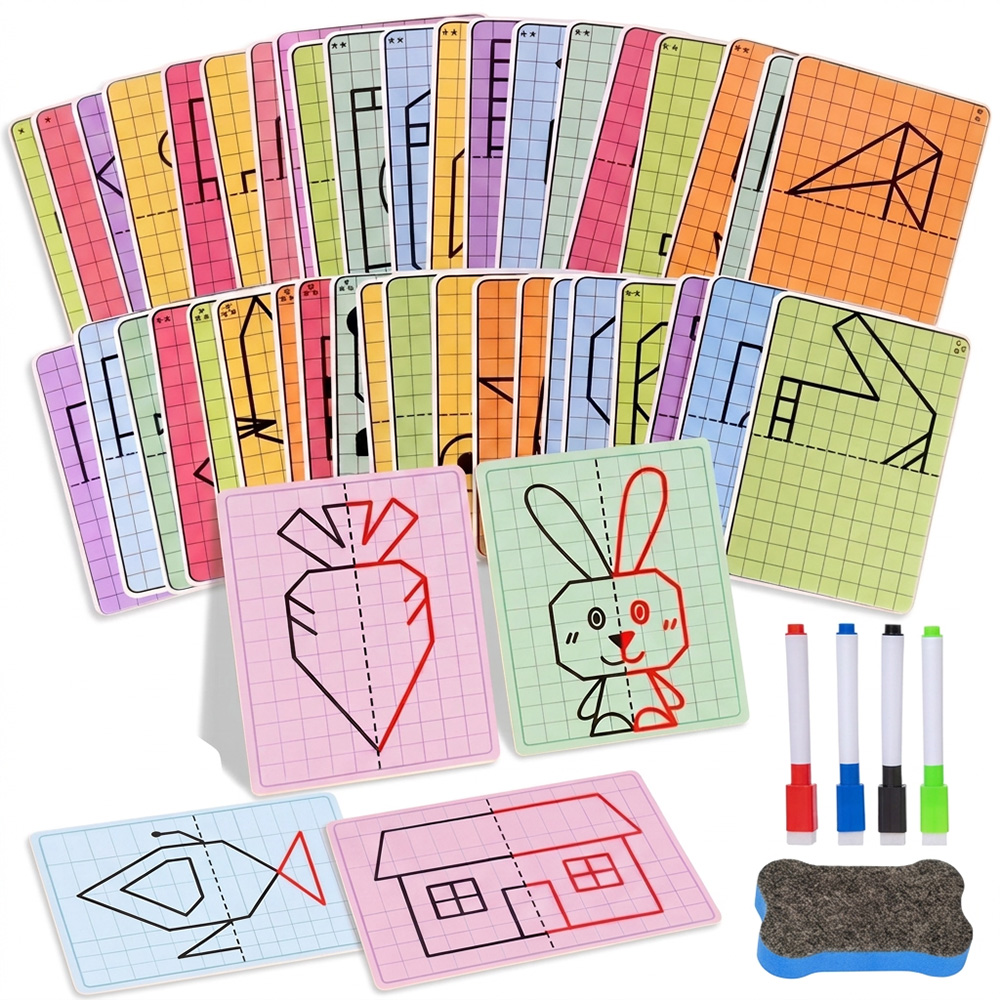Learning Workbook Preschool - Kids Checkered Symmetrical Painting Toy 30