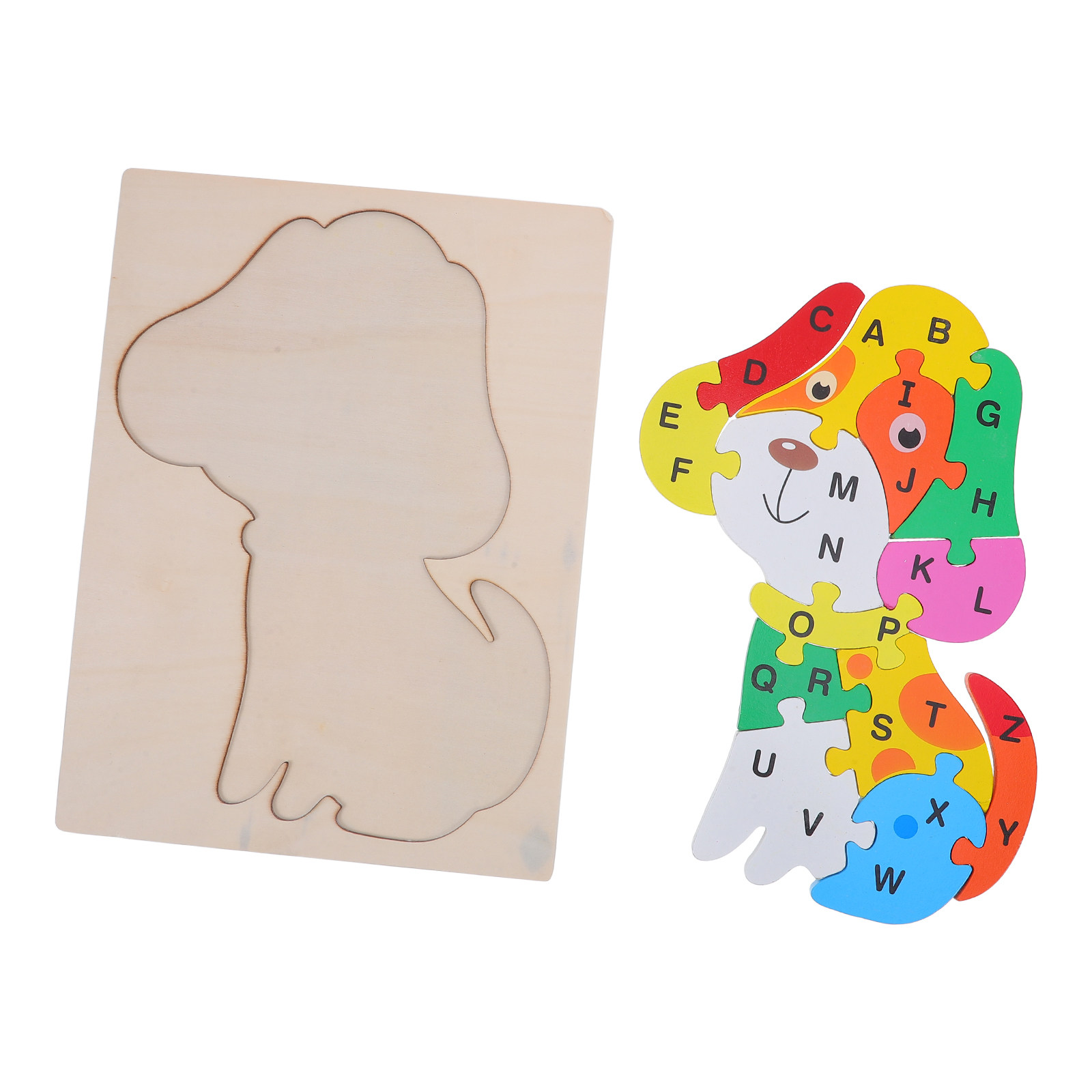 Abc Kids Early Education - 1Set Kids Alphabet Puzzle Wooden Dog
