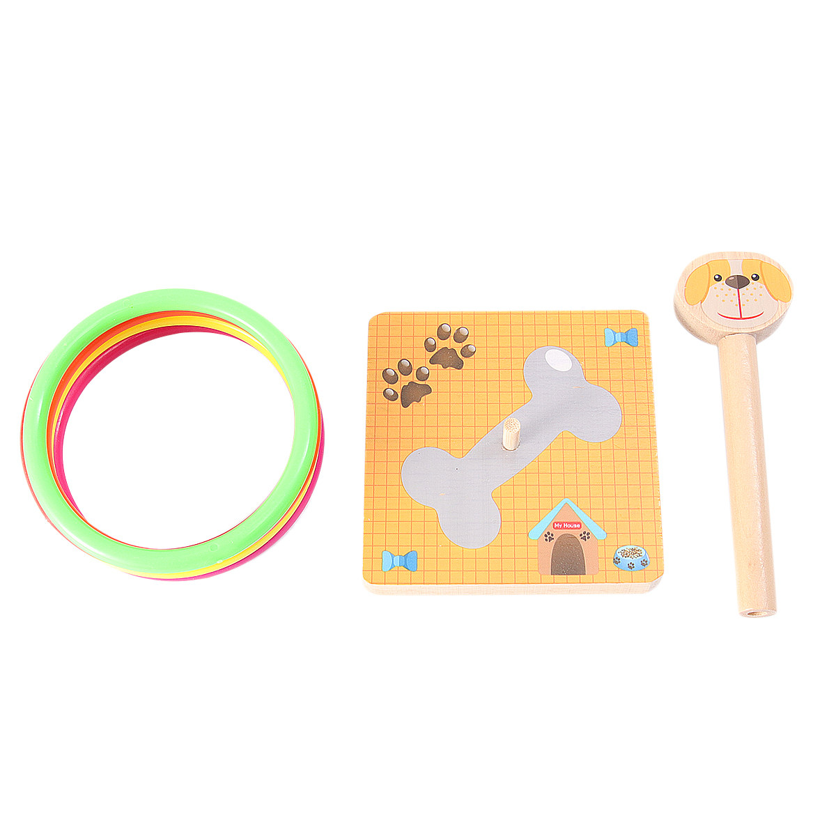 Kids Educational Game - Wooden Animal Style Throwing Rings Game