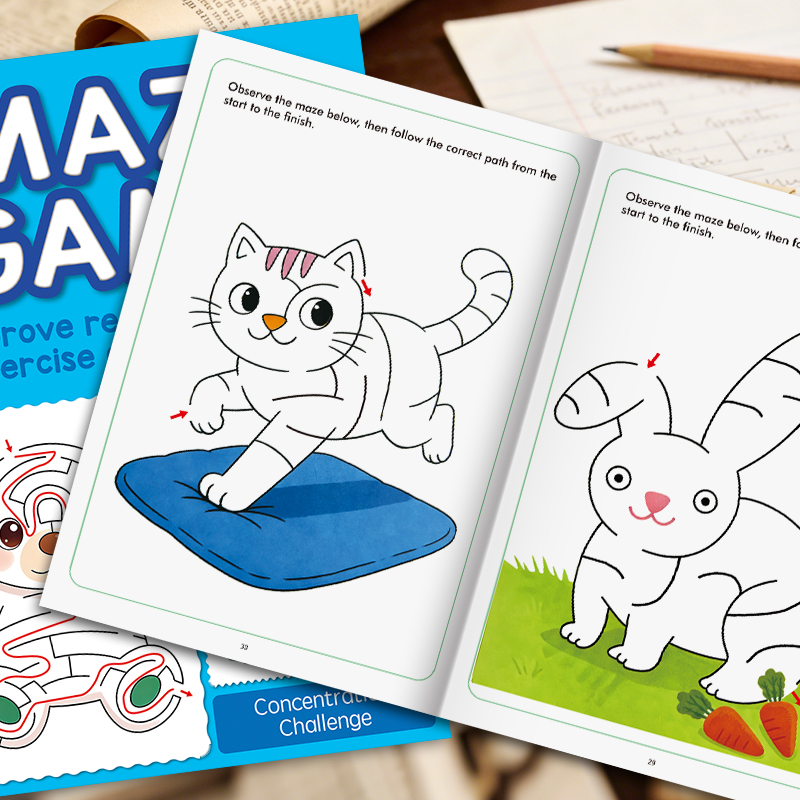 Learning Workbook Preschool - Children's Maze Book, Preschool Learning Activities,