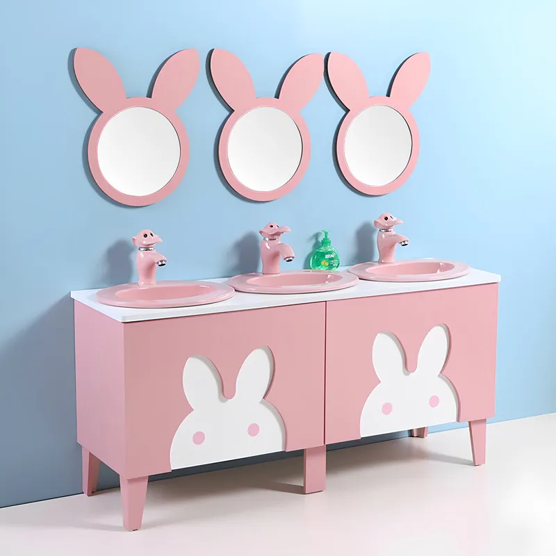 Kids Education Center - Cartoon Kids Bathroom Vanity with Sink