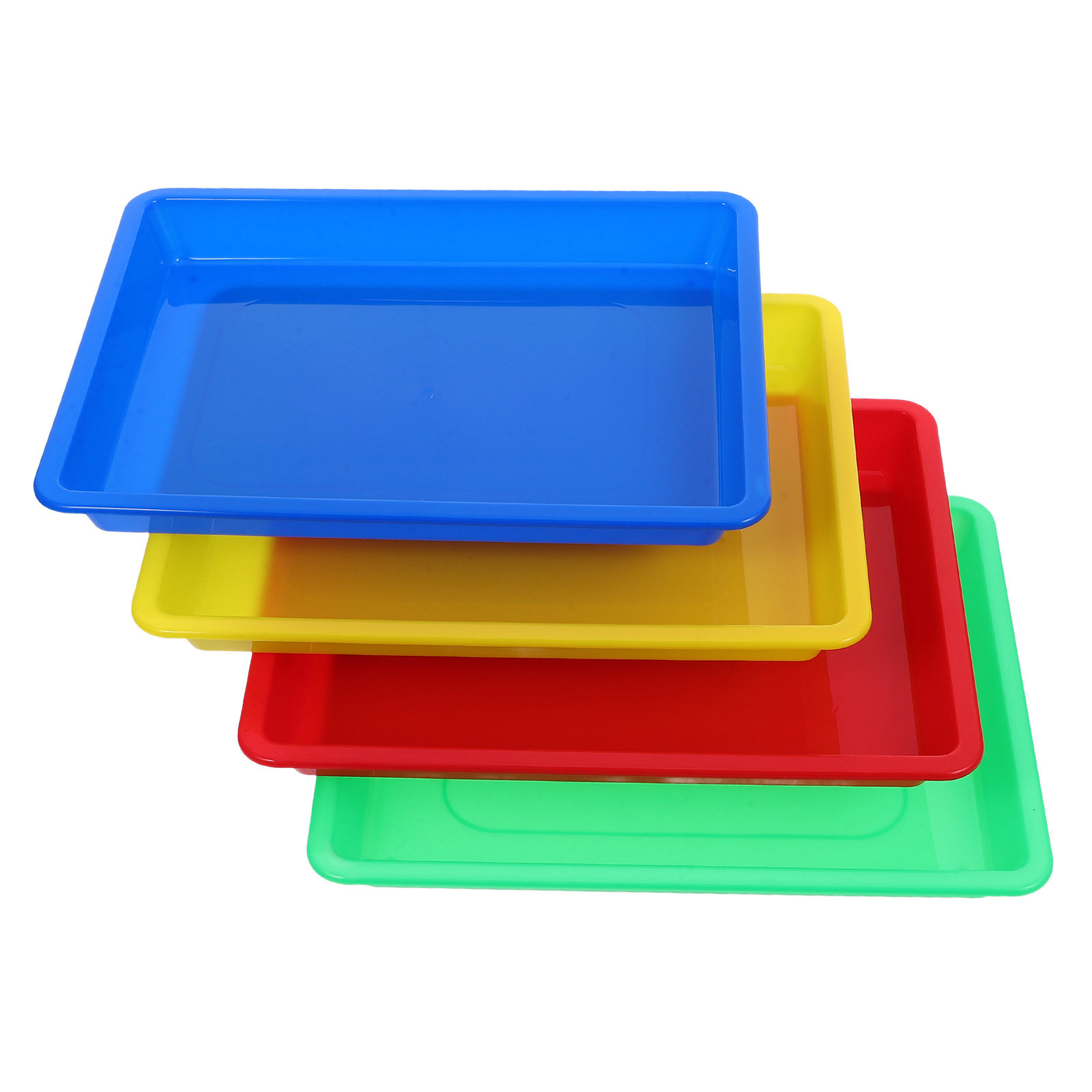 Kids Education Center - 4Pcs Plastic Colorful Storage Tray for